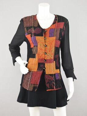 Vintage Crinkle Whimsigoth Top, Semi Sheer Bell Sleeves, Women's XS - Small